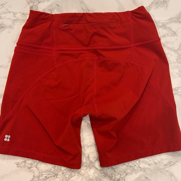 Sweaty Betty Power Workout Biker Shorts Red Running Gym Athletic - Picture 5 of 7